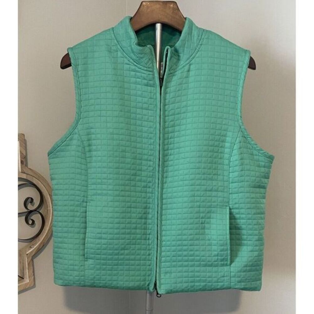 Napa Valley Reversible Quilted Fleece Kelly Green Vest Sz‎ Large